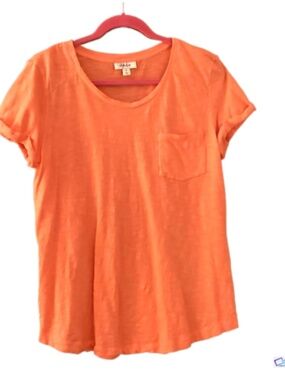 Style and Co. Orange Cotton Slub Womens T Shirt, M